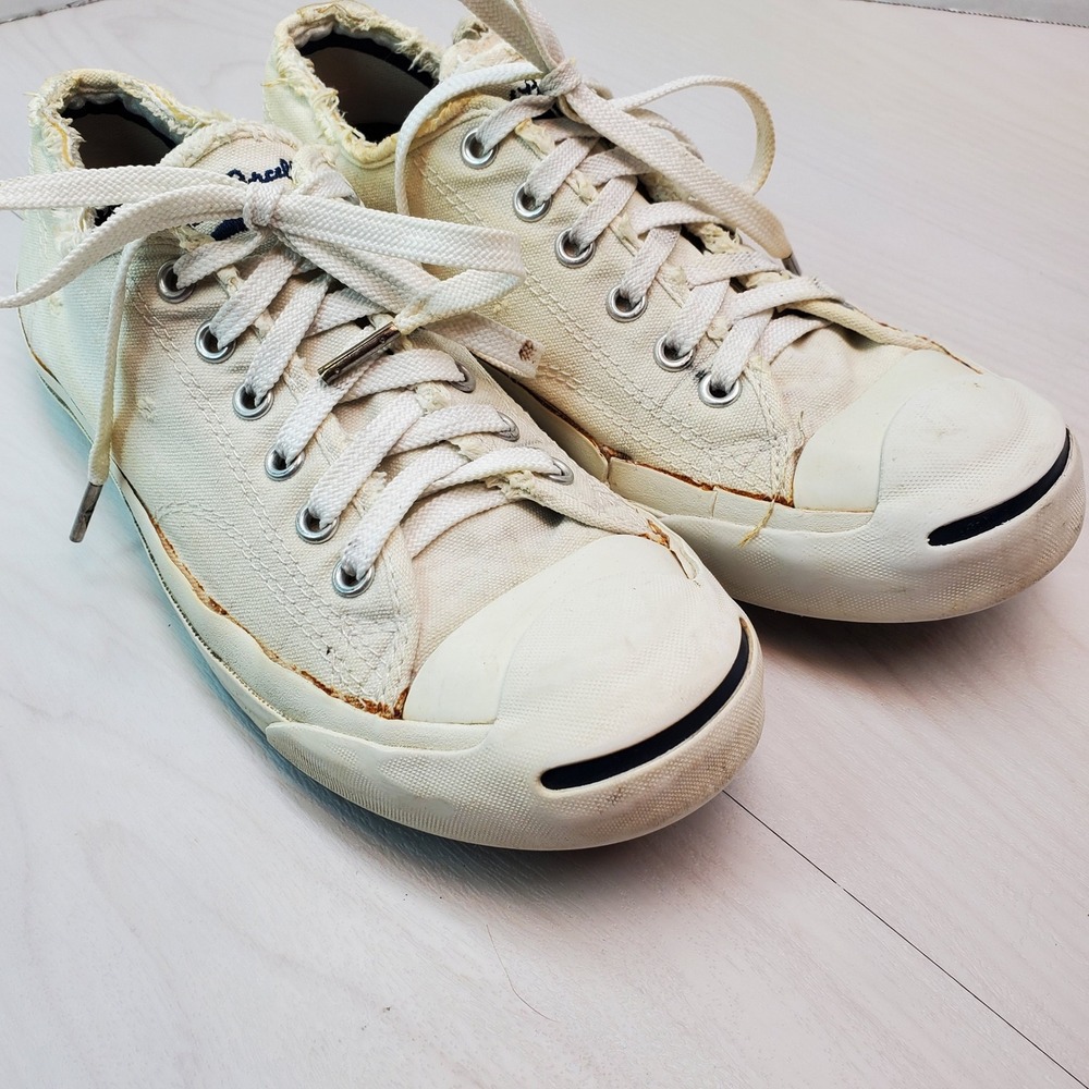Converse Jack Purcell Low Top Canvas Sneakers Cream White Men's Size 7 US 6 UK - Picture 5 of 16
